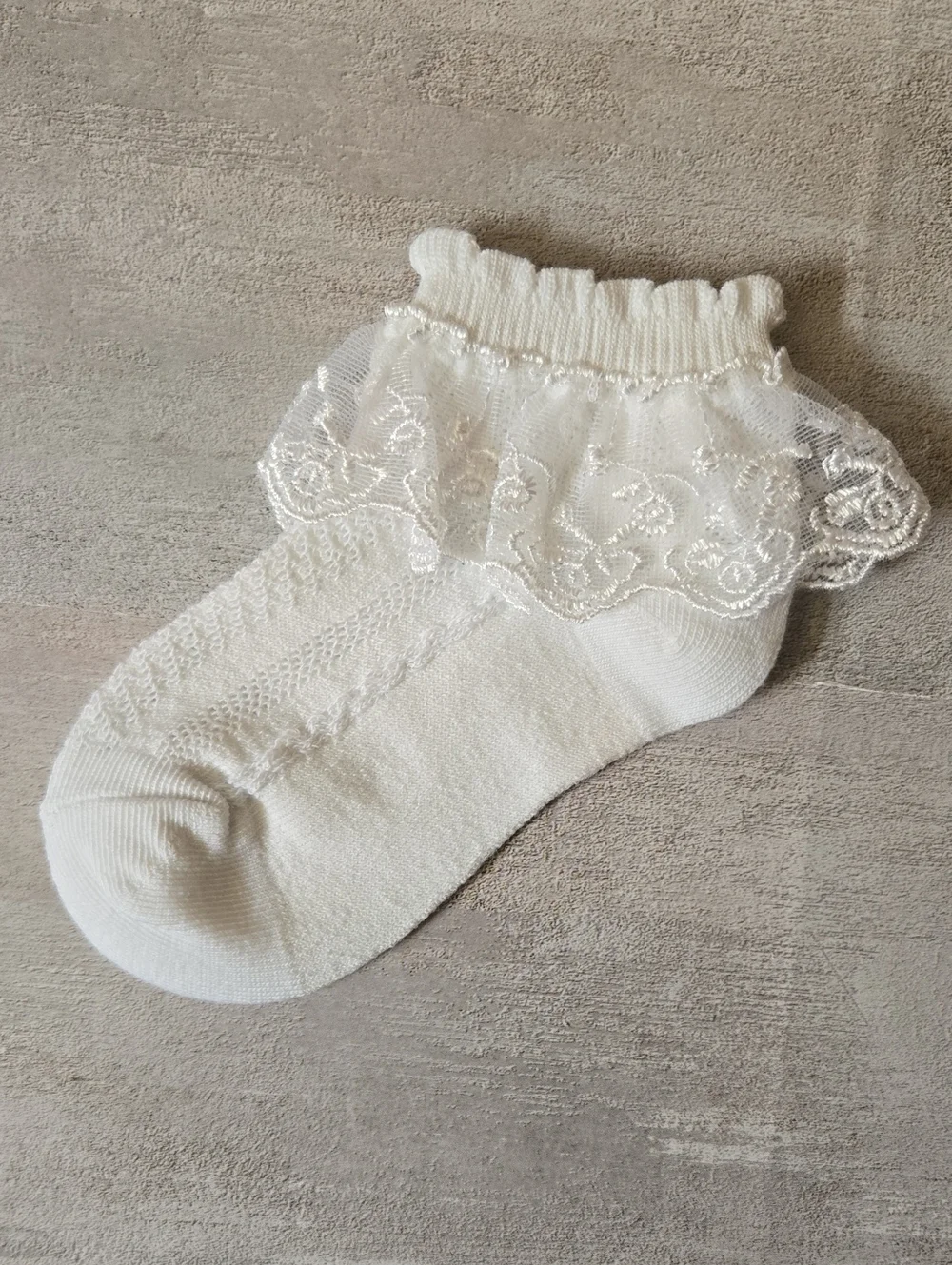 Baby Girl White Lace Ruffle Socks Frilly Anklet Flower Girl Wedding & Baptism